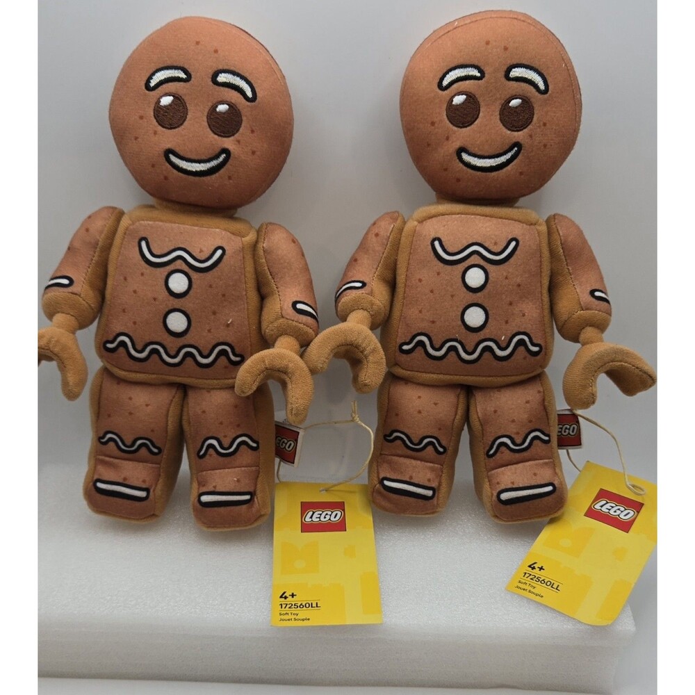 2 LEGO Gingerbread Man Plush Soft Toy 172560LL Small 4+ With Tags Christmas NWT
